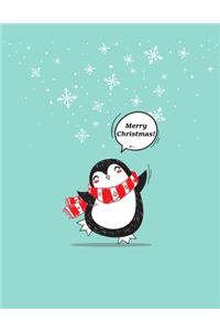 Blue Christmas penguin notebook and travel diary