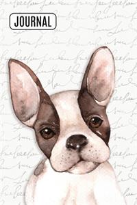 Lined Journal Notebook Watercolor Boston Terrier