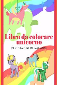 Libro da colorare unicorno per bambini di 3-8 anni