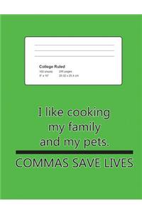 Composition Notebook College Ruled Neon Green - Commas Save Lives