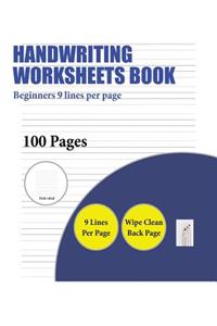 Handwriting Worksheets Book (Beginners 9 lines per page)