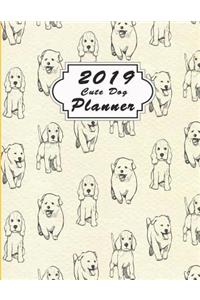 Cute Dog Planner: Jan - Dec 2019 Calendar to Do List Top Goal Organizer and Focus Schedule Beautiful Sketchy Funny Dogs Pattern Collection Monthly and Weekly