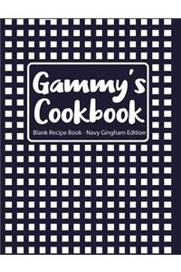 Gammy's Cookbook Blank Recipe Book Navy Gingham Edition
