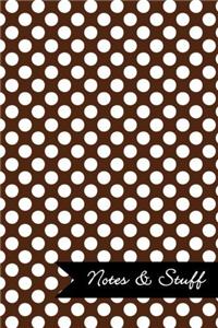 Notes & Stuff Lined Notebook With Cocoa Brown Polka Dot Pattern Cover