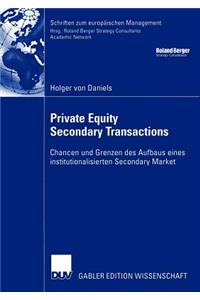 Private Equity Secondary Transactions