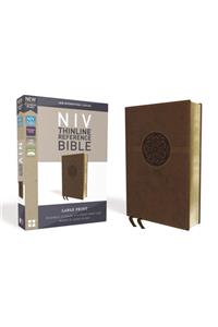 NIV, Thinline Reference Bible (Deep Study at a Portable Size), Large Print, Leathersoft, Brown, Red Letter, Comfort Print