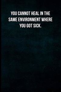 You cannot heal in the same environment where you got sick.