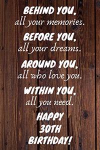 Behind You All Your Memories Before You All Your Dreams Happy 30th Birthday