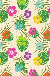 Hawaiian Tropical Journal: 6" by 9" 160 Pages (80 Sheets) Blank Lined Notebook Diary Hibiscus Flowers with Montsera and Palm Leaves