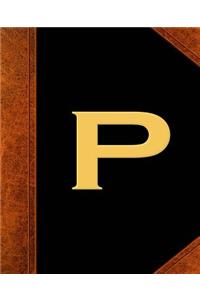 Monogram P Personalized School Composition Book Vintage Style 130 Pages