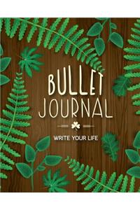 Bullet Journal Dotted Grid Dated Notebook, Green Plant Wooden Cover: Large Quarterly Bullet Journal Blank Pages with Number, 150p, 8x10