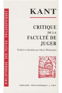 Emmanuel Kant: Critique de la Faculte de Juger