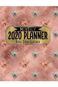 Monthly 2020 Planner Rose Gold Feather