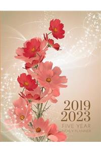 2019-2023 Five Year Planner Floral Flower Monthly Organizer With Bible Sermon Note