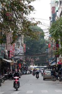 Mopeds on a Narrow Street in Hanoi, Vietnam