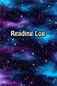 Reading Log: Book Review Journal Notebook Gift For Book Lovers Adults Boys Girls Kids - Reader Record and Share - Galaxy Purple & Blue Cloud Cover