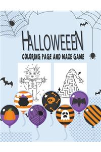 Halloween Coloring page and Maze game