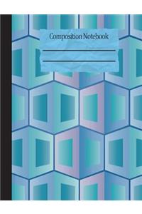Geometric Blue Composition Notebook - 4x4 Graph Paper