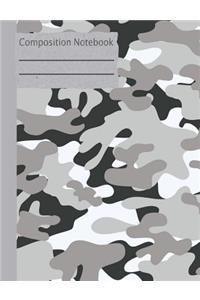 Camouflage Gray Composition Notebook - Wide Ruled