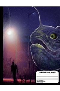 Purple Sea Monster on Land Composition Notebook Wide Ruled 200 pages / 100 sheets, 8-1/2
