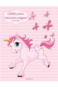 Caballos, ponis, unicornios y pegasos libro para colorear 1