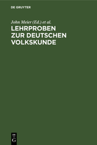 Lehrproben Zur Deutschen Volkskunde