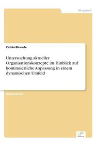 Untersuchung aktueller Organisationskonzepte im Hinblick auf kontinuierliche Anpassung in einem dynamischen Umfeld