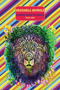 Adorable Animals Coloring Books for Adults - Thick Lines