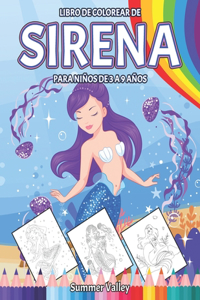 Libro de Colorear de Sirena para Niños de 3 a 9 Años