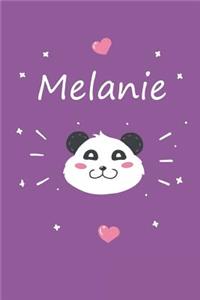 Melanie: Ein Individuelles Panda Tage-/Notizbuch Mit Dem Namen Melanie Und Ganzen 100 Linierten Seiten Im Tollen 6x9 Zoll Format (Ca. Din A5). Optimal ALS Sc