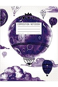 Composition Notebook Purple Watercolor Hot Air Balloons (Dreamy Journals)
