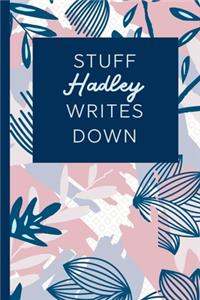 Stuff Hadley Writes Down: Personalized Journal / Notebook (6 x 9 inch) STUNNING Navy Blue and Mauve Blush Pink Pattern