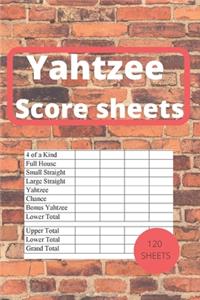 Yahtzee Scores Sheets