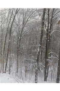 School Composition Book Winter Forest Bare Trees Snowy Groundcover 130 Pages