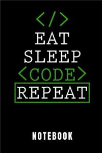 Eat Sleep Code Repeat Notebook