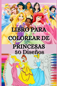 Libro para colorear de princesas 50 diseños