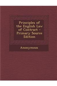 Principles of the English Law of Contract