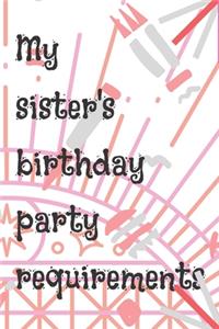 My Sister's Birthday Party Requirements