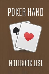 Poker Hand Notebook List