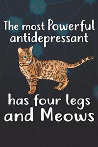 The Most Antidepressant Has Four Legs and Meows Notebook Journal
