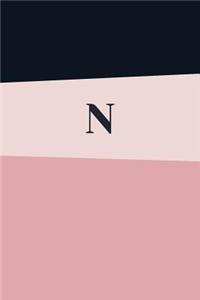 Monogram Initial N Notebook: Pink Geometric, Wide Ruled Journal for Women, 120 Pages, 6x9 Inch