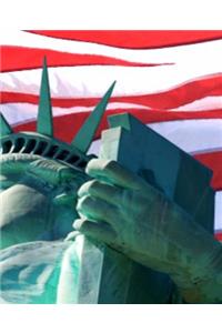 Statue of Liberty Waving Flag USA Patriotic School Composition Book 130 Pages