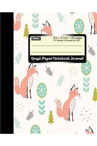 Graph Paper Notebook Journal 8.5 x 10 Inch 120 pages, Fox Kid Style