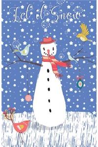 Journal Notebook Snowman and Birds In Snow Scene - Mauve