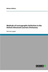 Methods of Lexicographic Definition in the Oxford Advanced Learners Dictionary