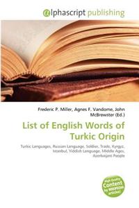 List of English Words of Turkic Origin