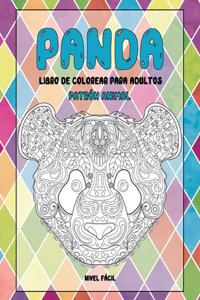 Libro de colorear para adultos - Nivel fácil - Patrón animal - Panda