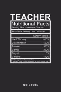 Teacher Nutritional Facts Notebook