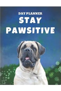 Undated, Blank Hourly Appointment Book For Daily Planning - Day Planner - English Mastiff Dog Stay Pawsitive