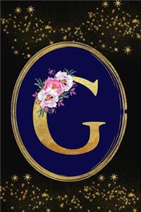 G: Monogram Initial G Notebook: Lined Gift Journal for Girls and Women: Beautiful Gold Floral Letter